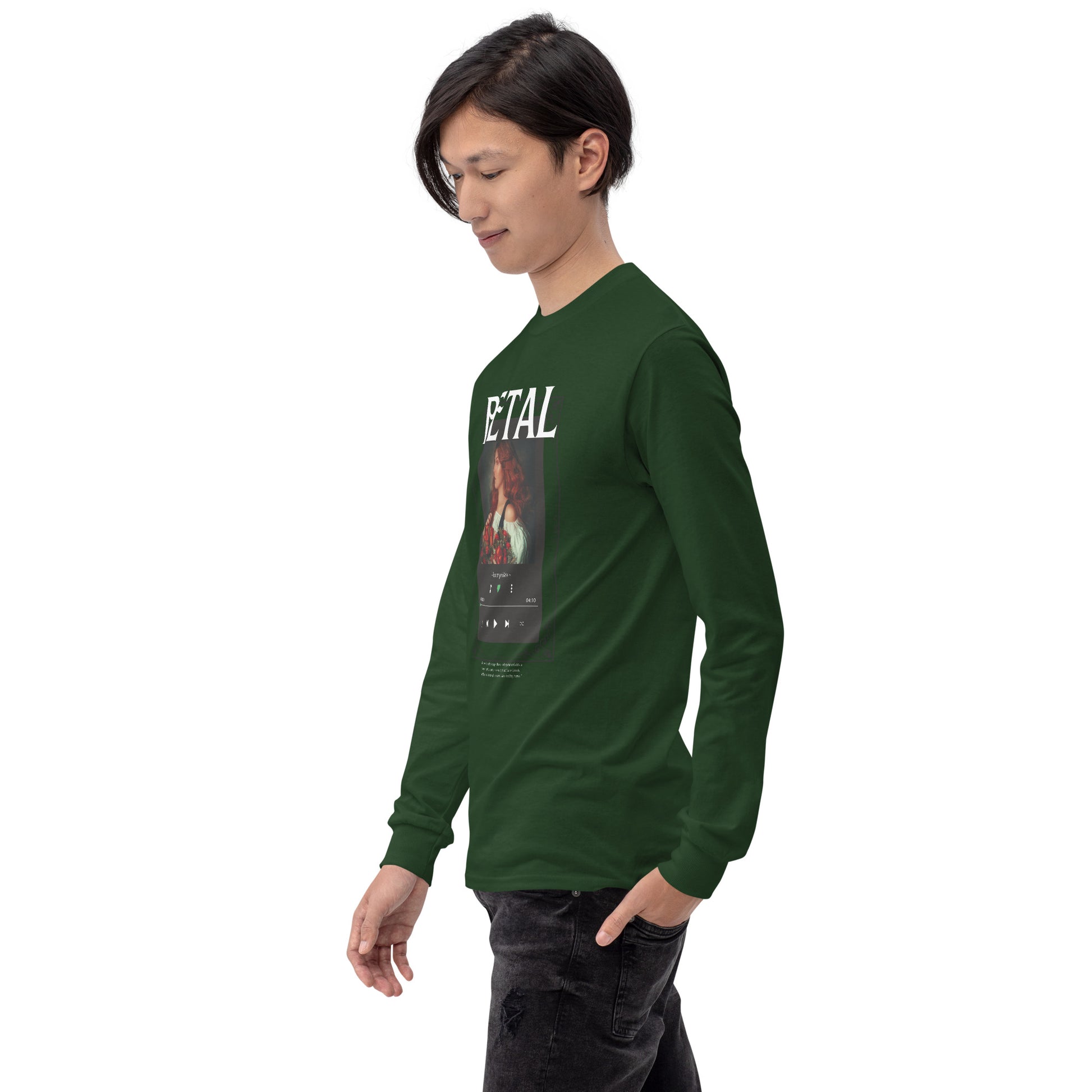 Petaline Long Sleeve Shirt product image 22 in Red, size M, with front view, left-side angle and design placement.