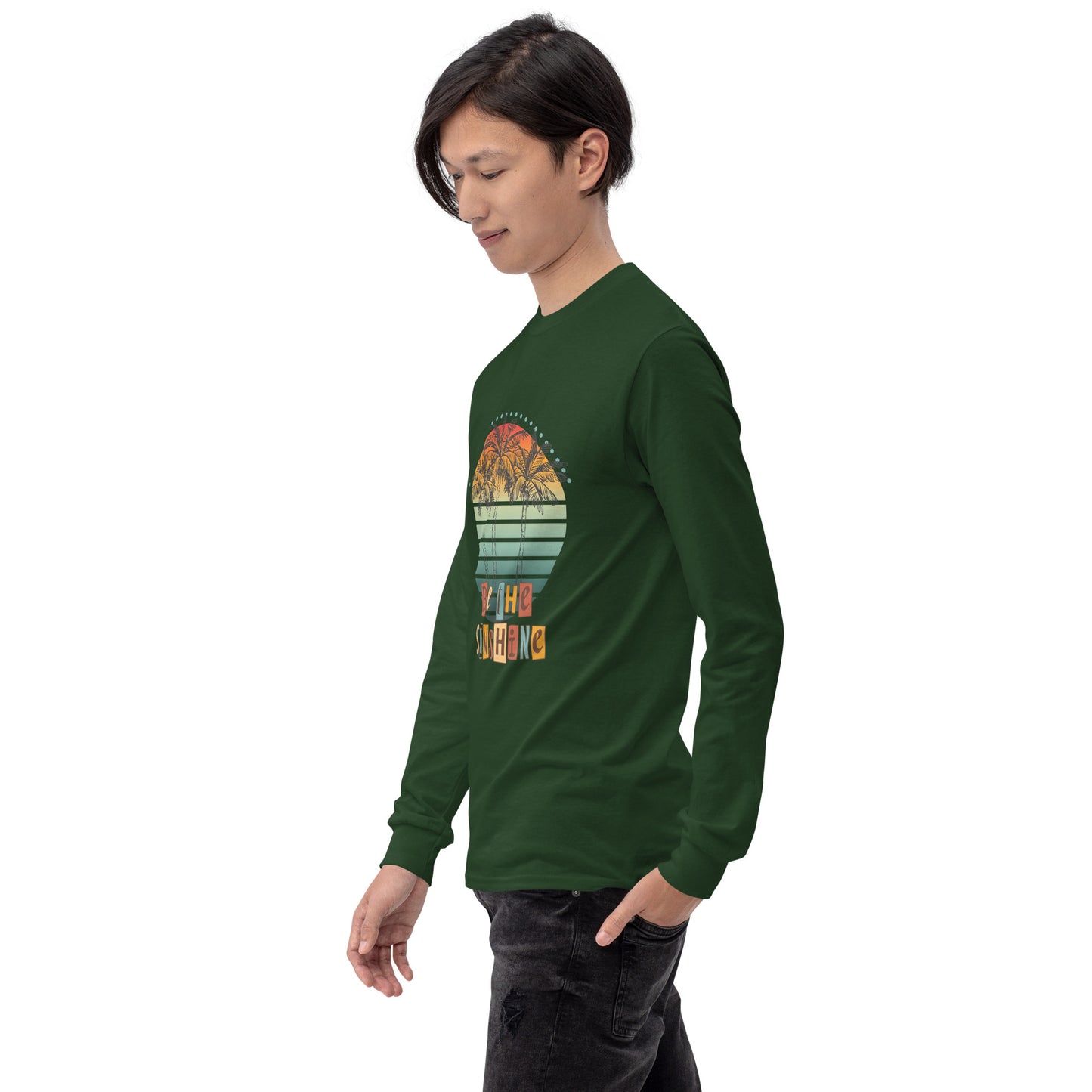 Solara Long Sleeve Shirt image 22 in Red, size M, showing front view, left-side angle for the Be the Sunshine design.