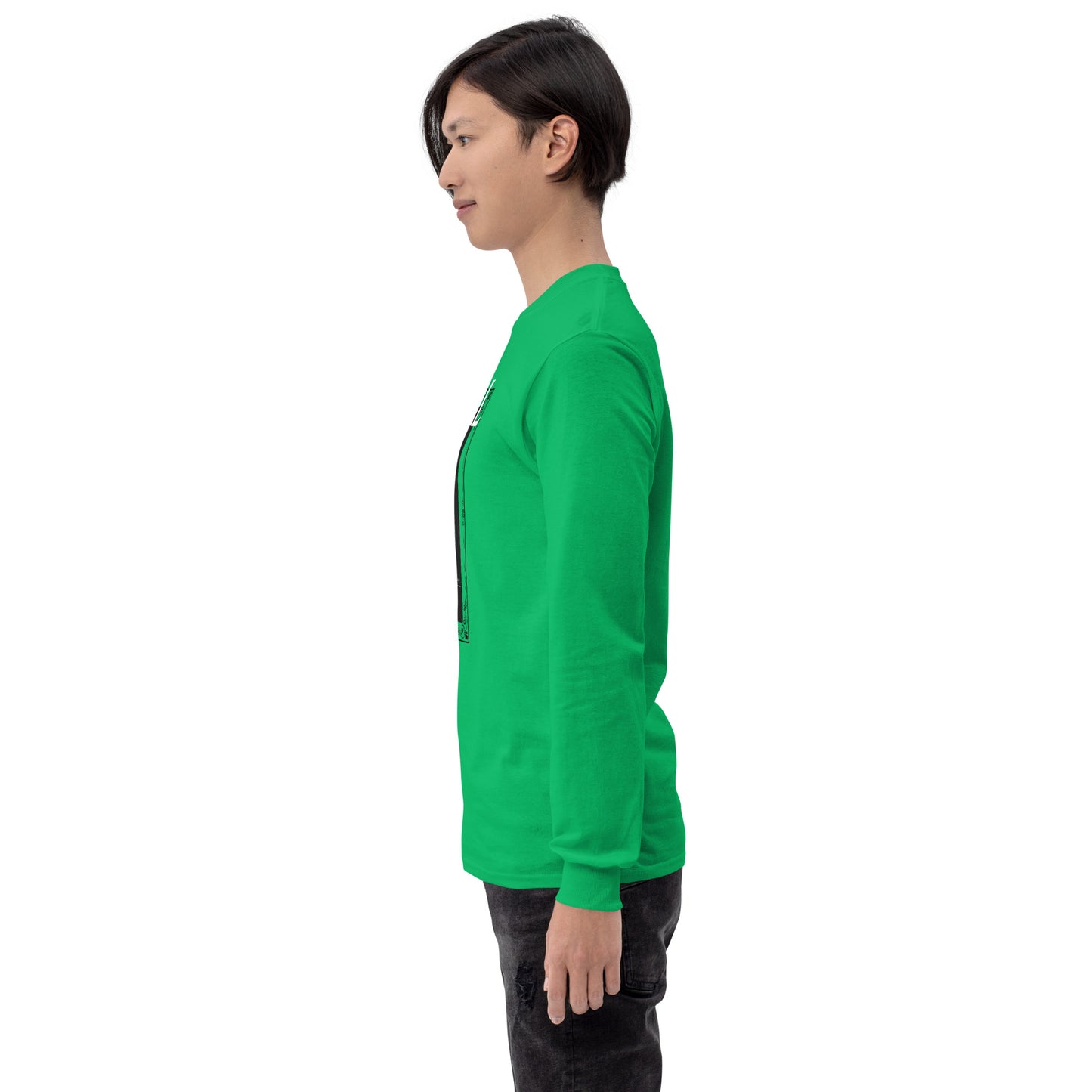 Petaline Long Sleeve Shirt by R.A. Apparel, image 51, left-side angle, Light Blue, size S, design placement.