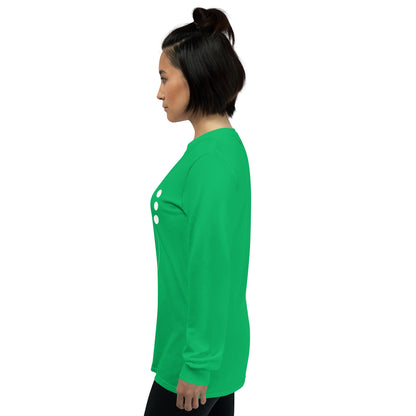 Image 88 of Ash Coastline Attitude Men's Long Sleeve Shirt - Left Placement, size XL, with Beach Please artwork visible in left-side angle.