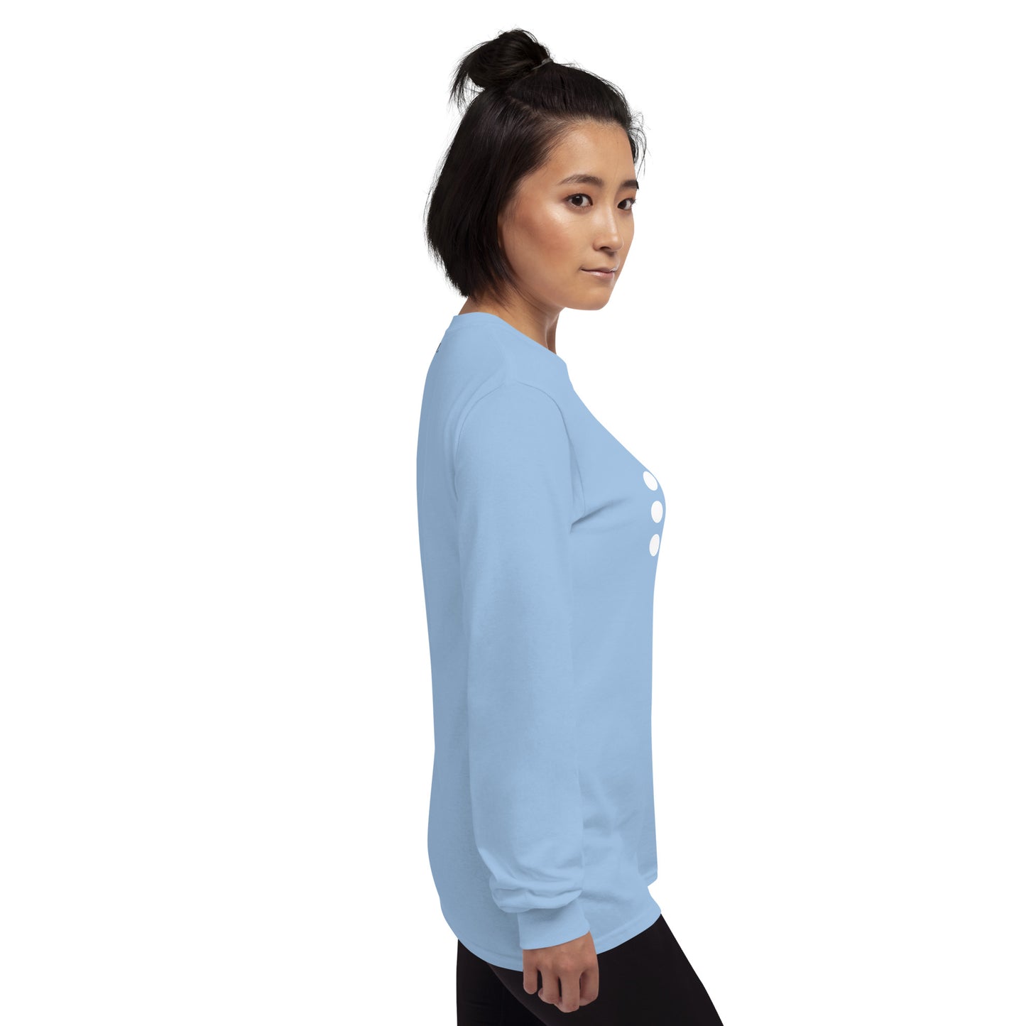 Image 35 of Royal Coastline Attitude Men's Long Sleeve Shirt - Left Placement, size L, with Beach Please artwork visible in right-side angle.
