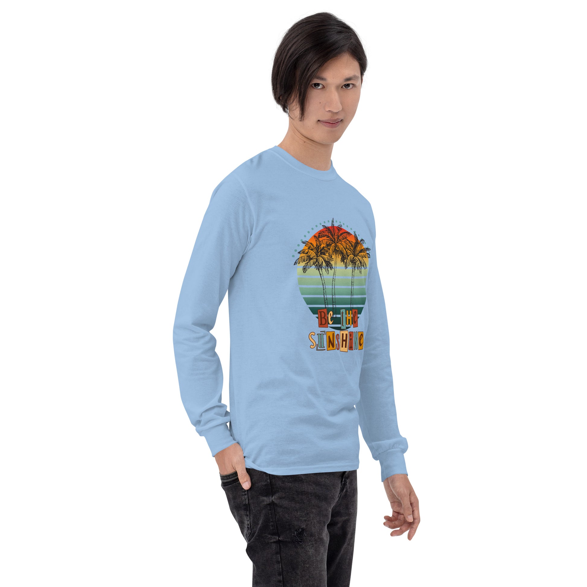 Solara Long Sleeve Shirt image 66 in Ash, size S, showing front view, right-side angle for the Be the Sunshine design.