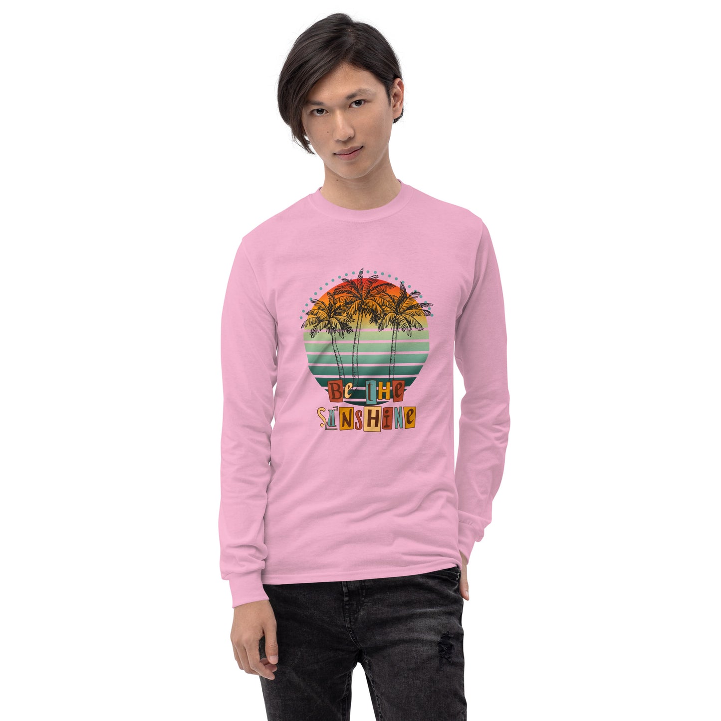 Solara Long Sleeve Shirt image 73 in White, size L, showing front view for the Be the Sunshine design.