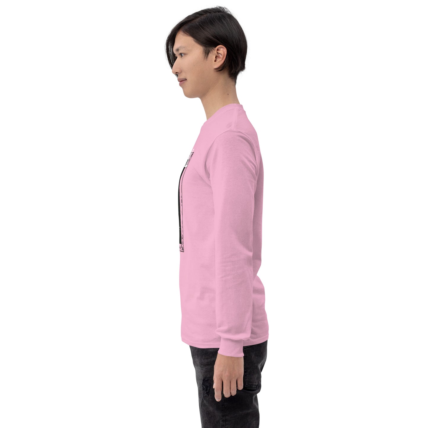 Petaline Long Sleeve Shirt by R.A. Apparel, image 75, left-side angle, White, size 2XL, design placement.