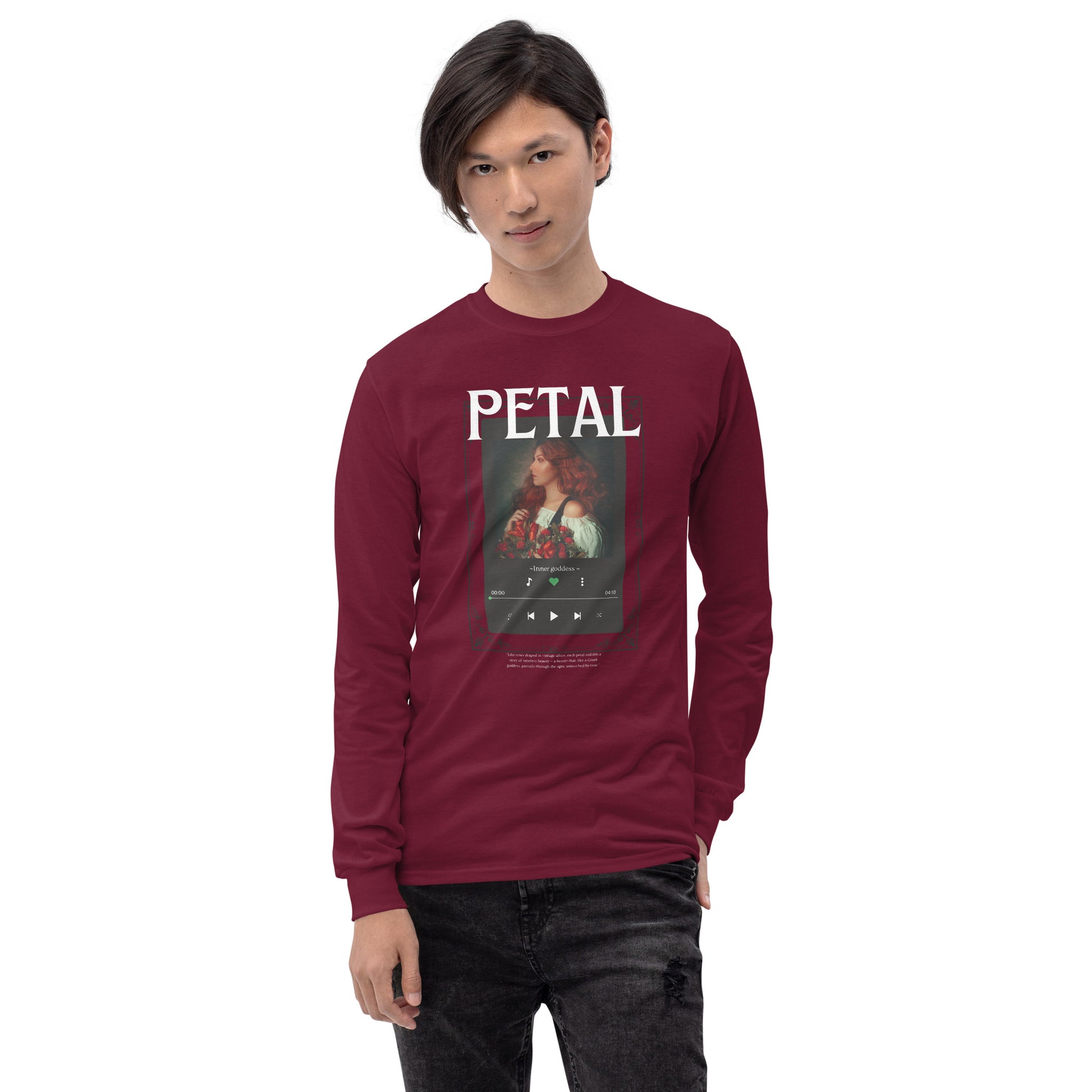 Petaline Long Sleeve Shirt image 13: Maroon version, size L with front view of the Petal range.