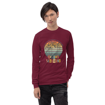 Solara Long Sleeve Shirt image 13 in Maroon, size L, showing front view for the Be the Sunshine design.