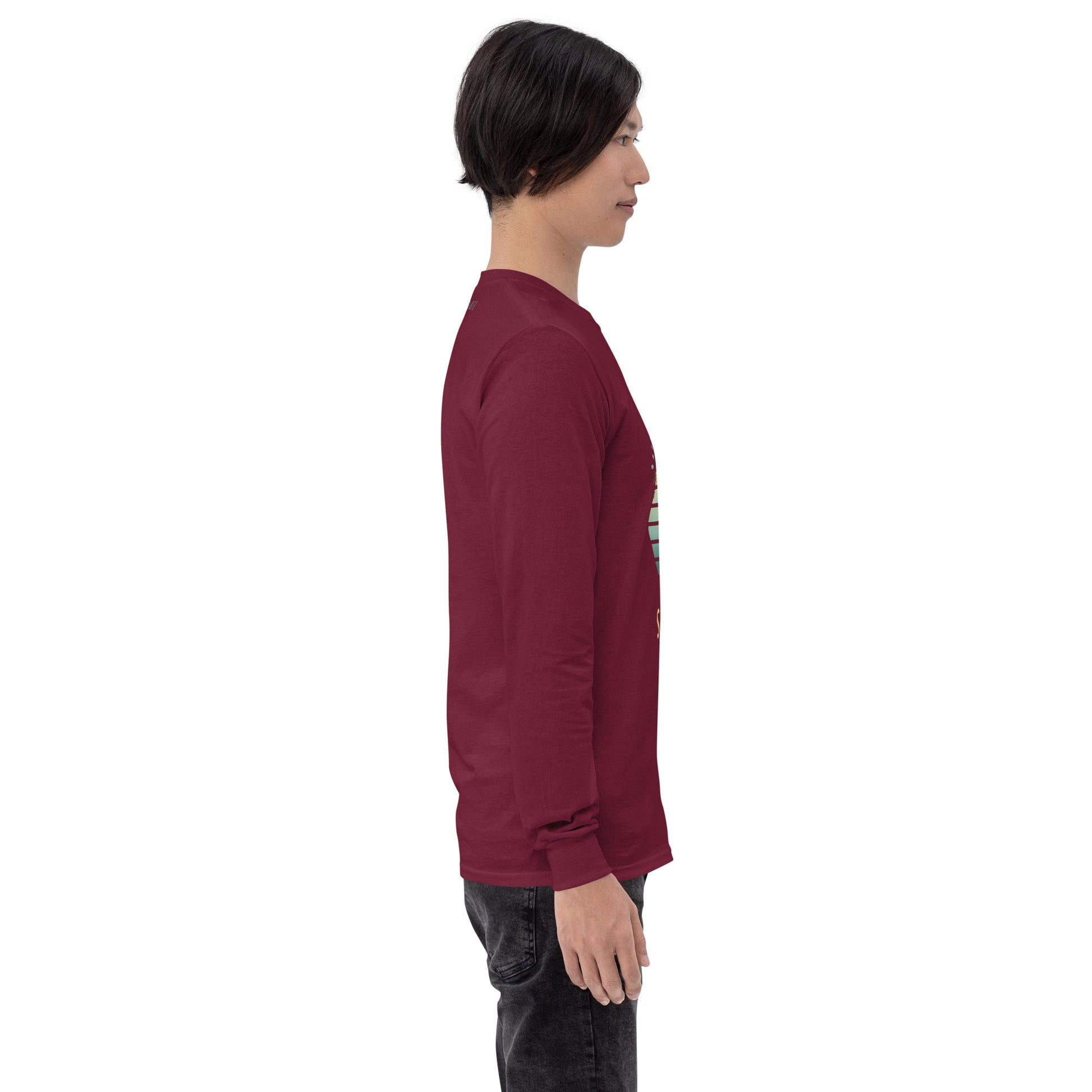 Image 17 of Forest Green Solara Long Sleeve Shirt, size M, with Be the Sunshine artwork visible in right-side angle.