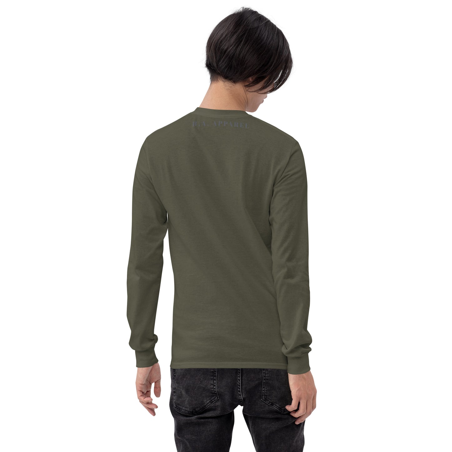 Solara Long Sleeve Shirt product image 38 in Indigo Blue, size L, with back view and design placement.