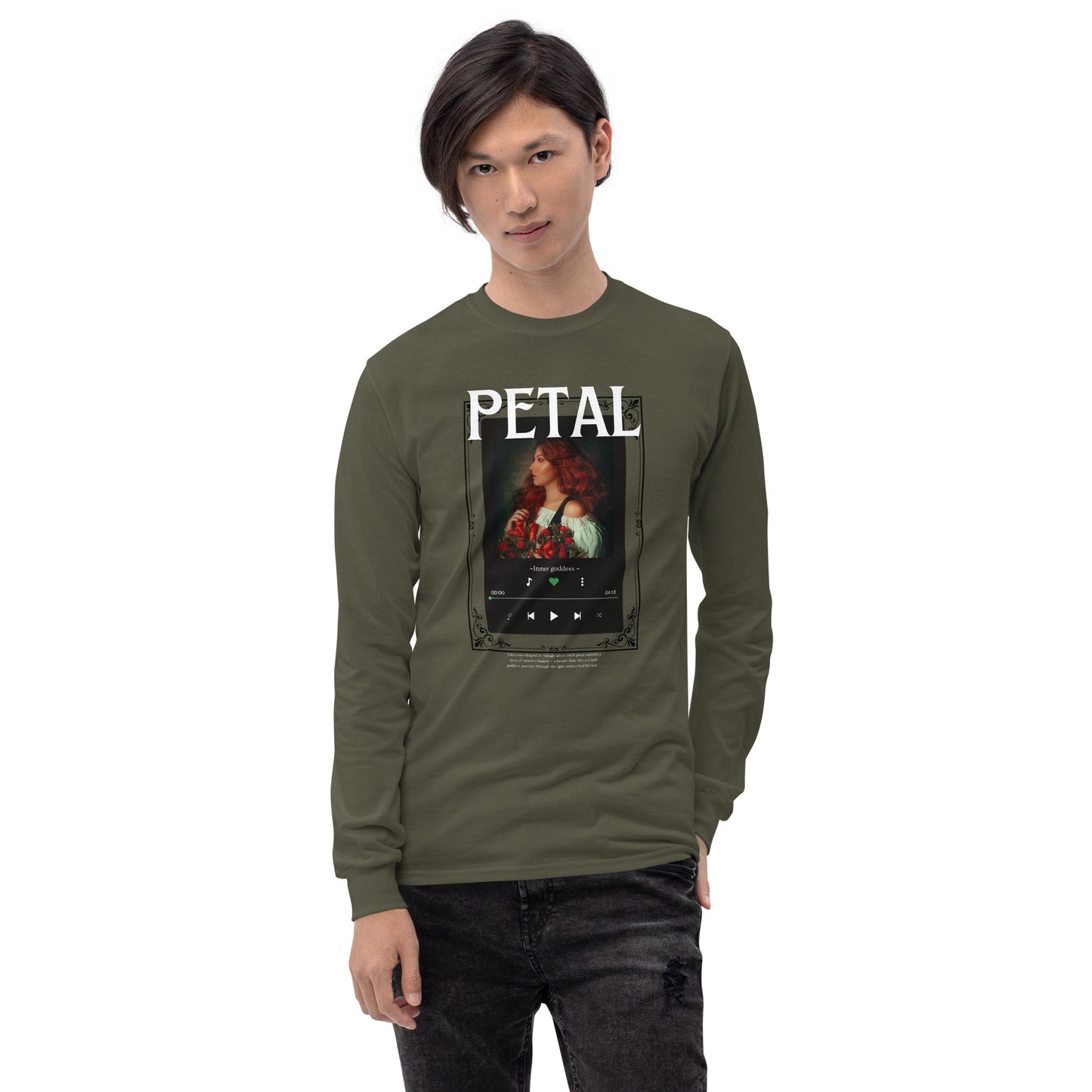 Petaline Long Sleeve Shirt product image 37 in Indigo Blue, size M, with front view and design placement.