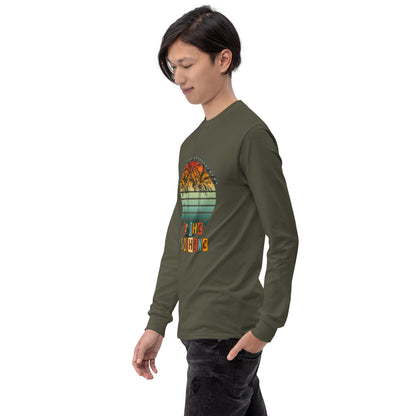 Solara Long Sleeve Shirt by R.A. Apparel, image 40, front view, left-side angle, Indigo Blue, size 2XL, design placement.