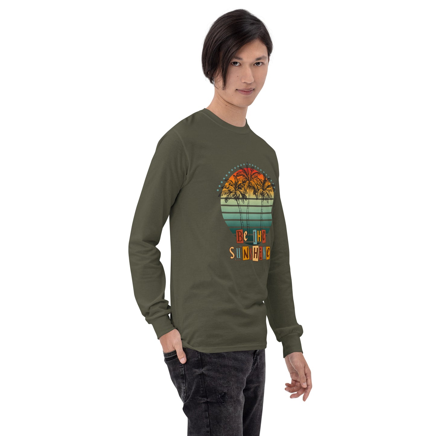 Solara Long Sleeve Shirt product image 42 in Irish Green, size M, with front view, right-side angle and design placement.