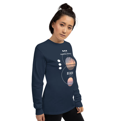 Image 60 of Sport Grey Coastline Attitude Men's Long Sleeve Shirt - Left Placement, size S, with Beach Please artwork visible in front view, right-side angle.