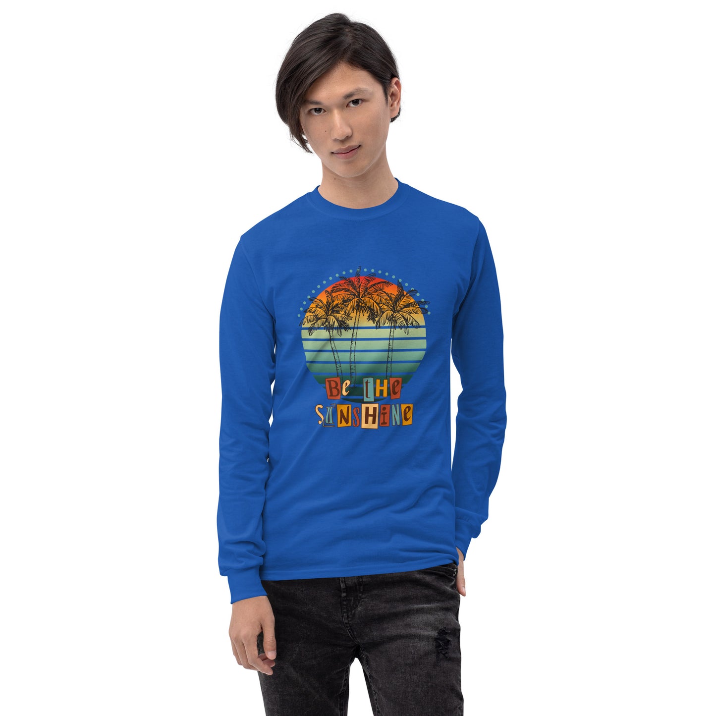 Image 31 of Military Green Solara Long Sleeve Shirt, size S, with Be the Sunshine artwork visible in front view.