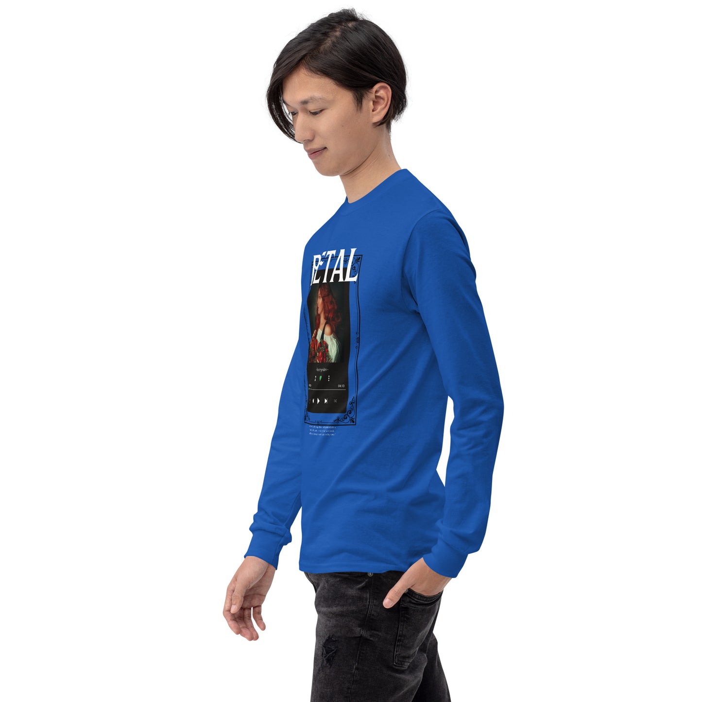 Image 34 of Military Green Petaline Long Sleeve Shirt, size XL, with Petal artwork visible in front view, left-side angle.