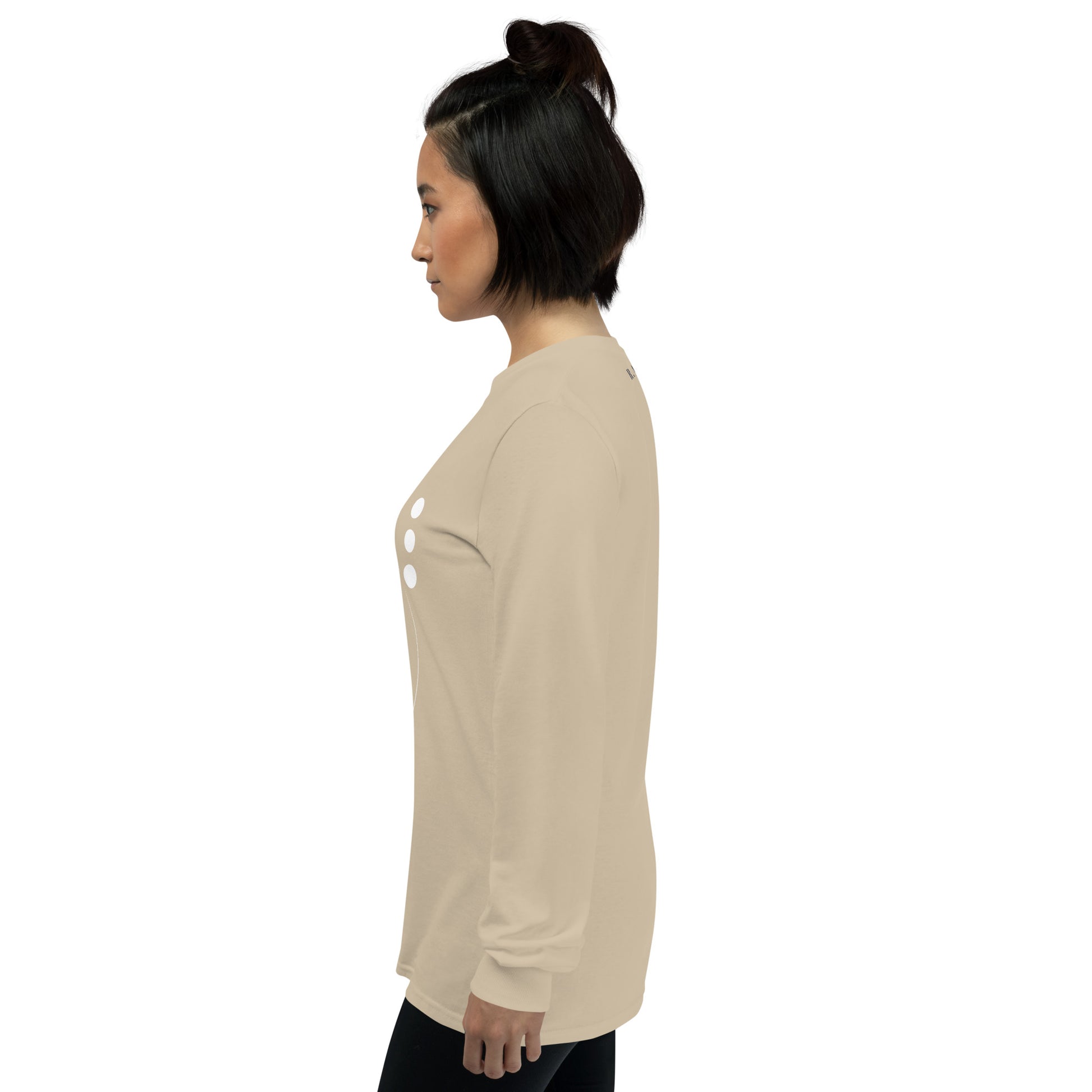 Coastline Attitude Men's Long Sleeve Shirt - Left Placement product image 76 in Sand, size XL, with left-side angle and left placement.