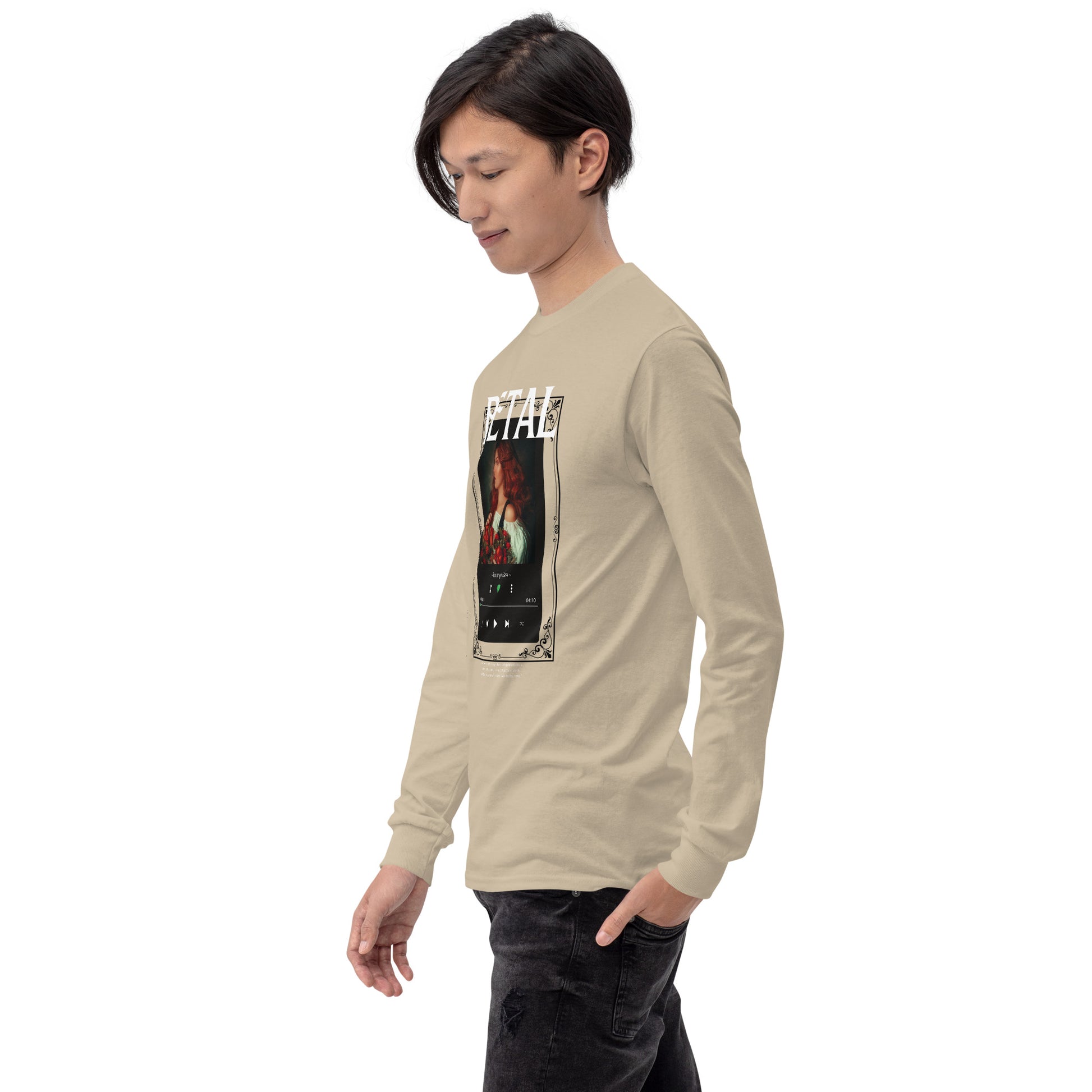 Petaline Long Sleeve Shirt product image 70 in Ash, size 2XL, with front view, left-side angle and design placement.