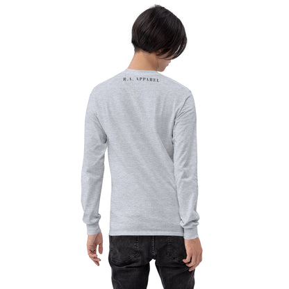 Solara Long Sleeve Shirt by R.A. Apparel, image 56, back view, Sand, size S, design placement.