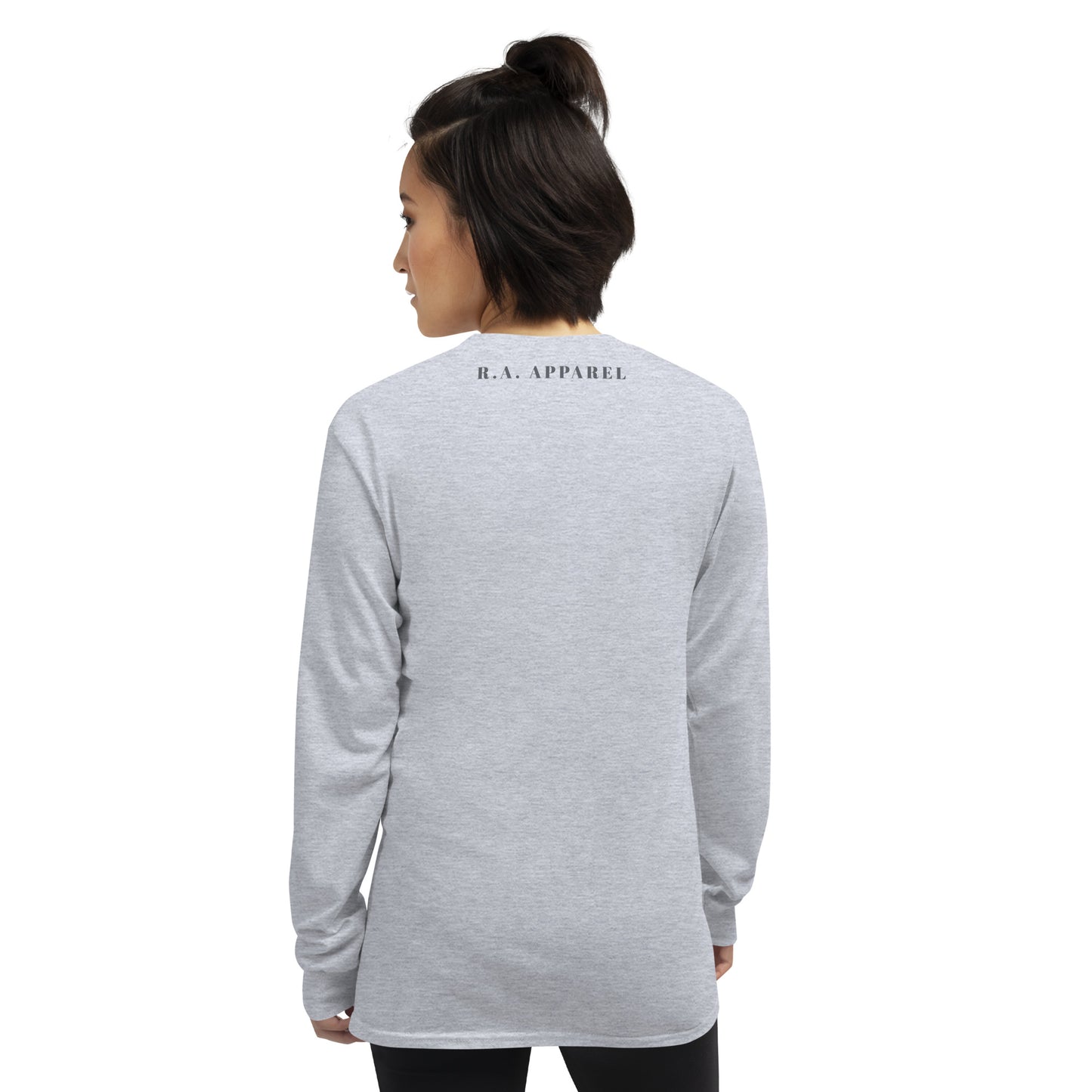 Image 81 of Light Pink Coastline Attitude Men's Long Sleeve Shirt - Left Placement, size XL, with Beach Please artwork visible in back view.