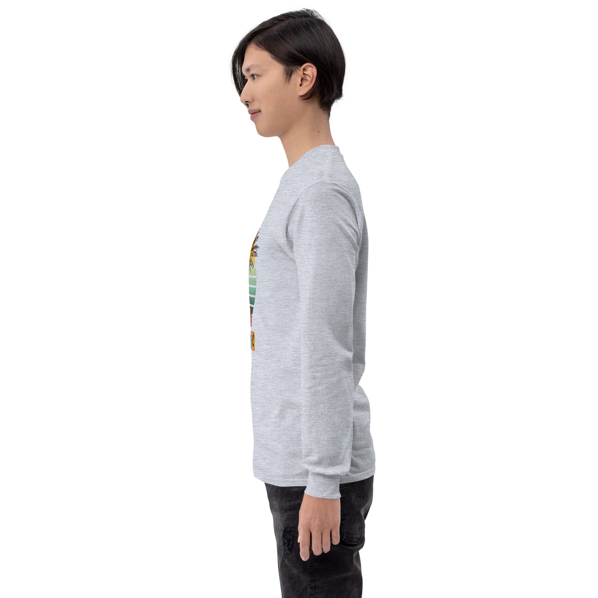 Solara Long Sleeve Shirt by R.A. Apparel, image 57, left-side angle, Sand, size M, design placement.