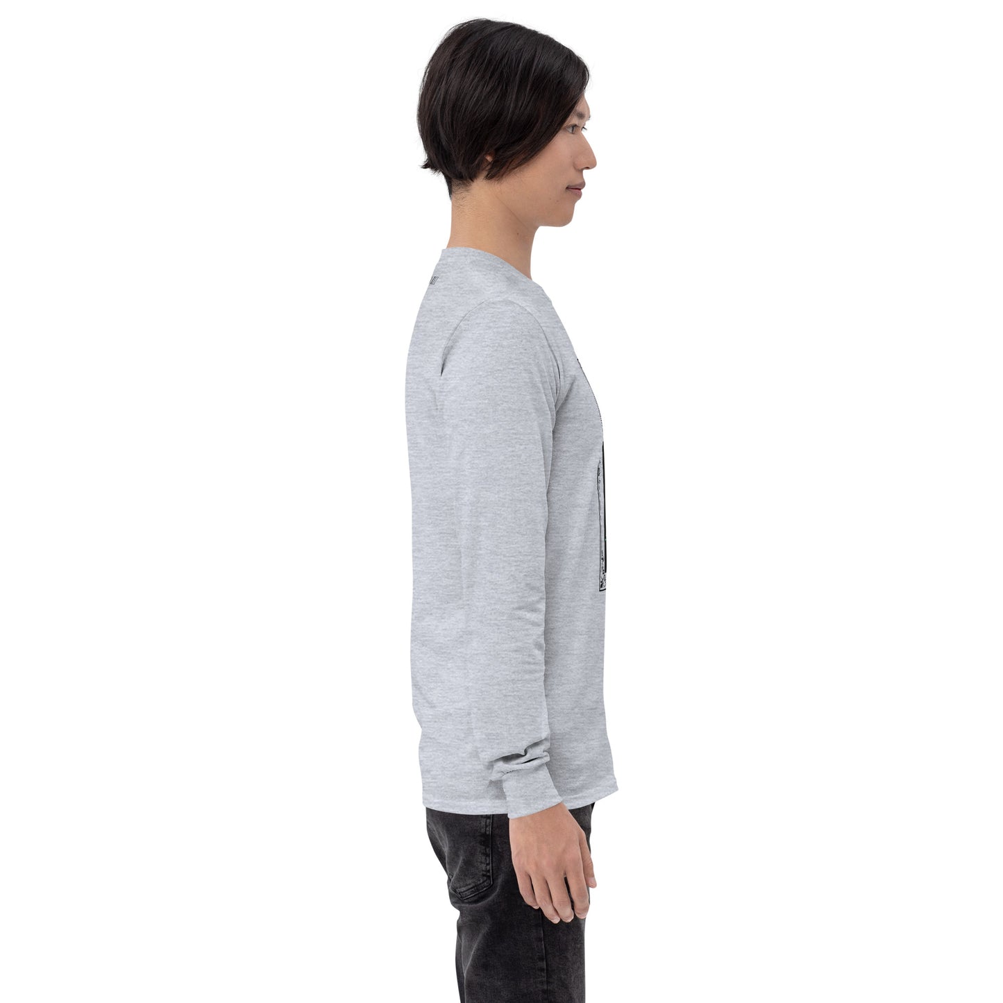 Petaline Long Sleeve Shirt by R.A. Apparel, image 59, right-side angle, Sand, size XL, design placement.