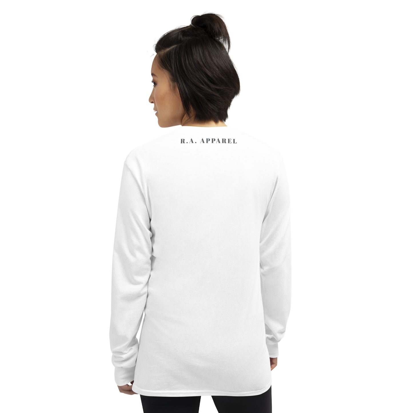 Coastline Attitude Men's Long Sleeve Shirt - Left Placement by R.A. Apparel, image 3, back view, Black, size L, left placement.