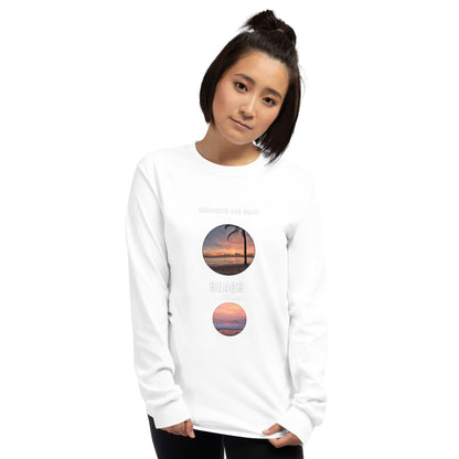 Coastline Attitude Men's Long Sleeve Shirt - Left Placement image 1 in Black, size S, showing front view for the Beach Please design.