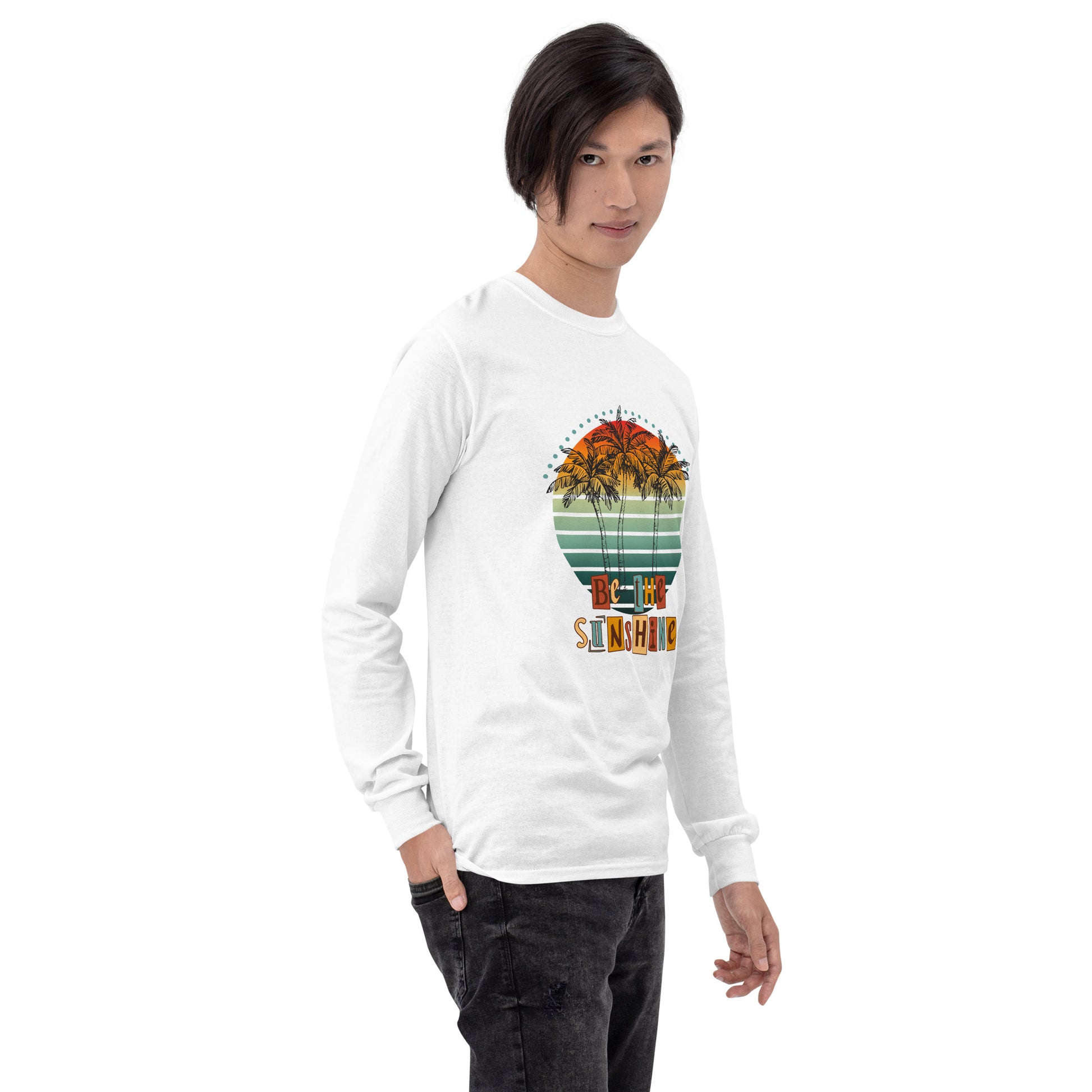 Solara Long Sleeve Shirt by R.A. Apparel, image 90, front view, right-side angle, selected colour, design placement.