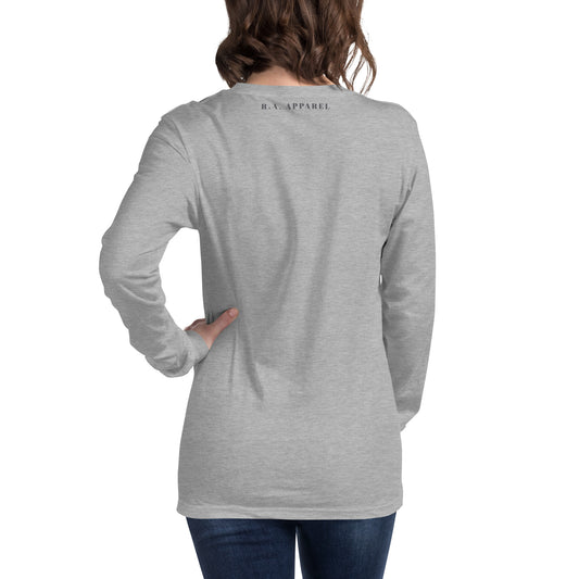 Zenline Long Sleeve Shirt - Left Placement by R.A. Apparel, image 1, back view, Black Heather, size XS, left placement.