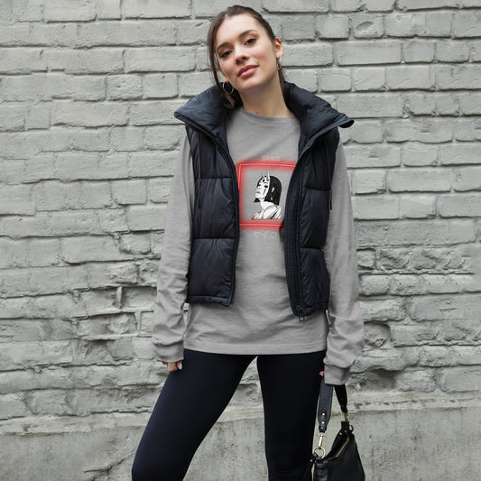 Image 1 of Black Heather Saiko Long Sleeve Shirt - Left Placement, size XS, with Saiko artwork visible in front view.