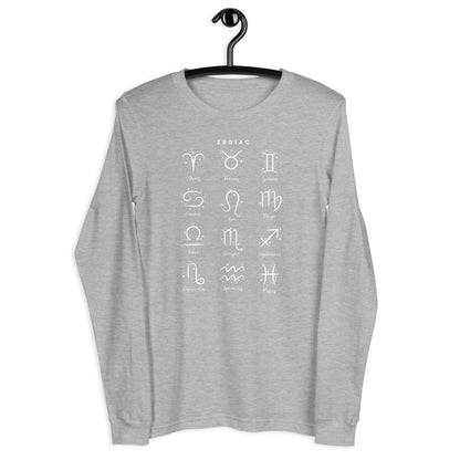 Astral Circle Long Sleeve Shirt - Left Placement product image 1 in Black Heather, size XS, with front view and left placement.