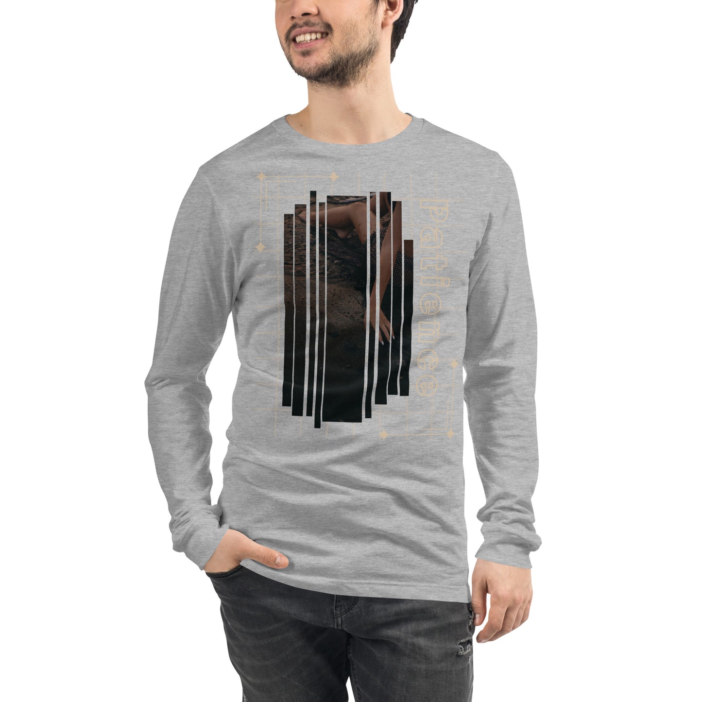 Stillwater Long Sleeve Shirt - Left Placement product image 1 in Black Heather, size XS, with front view and left placement.