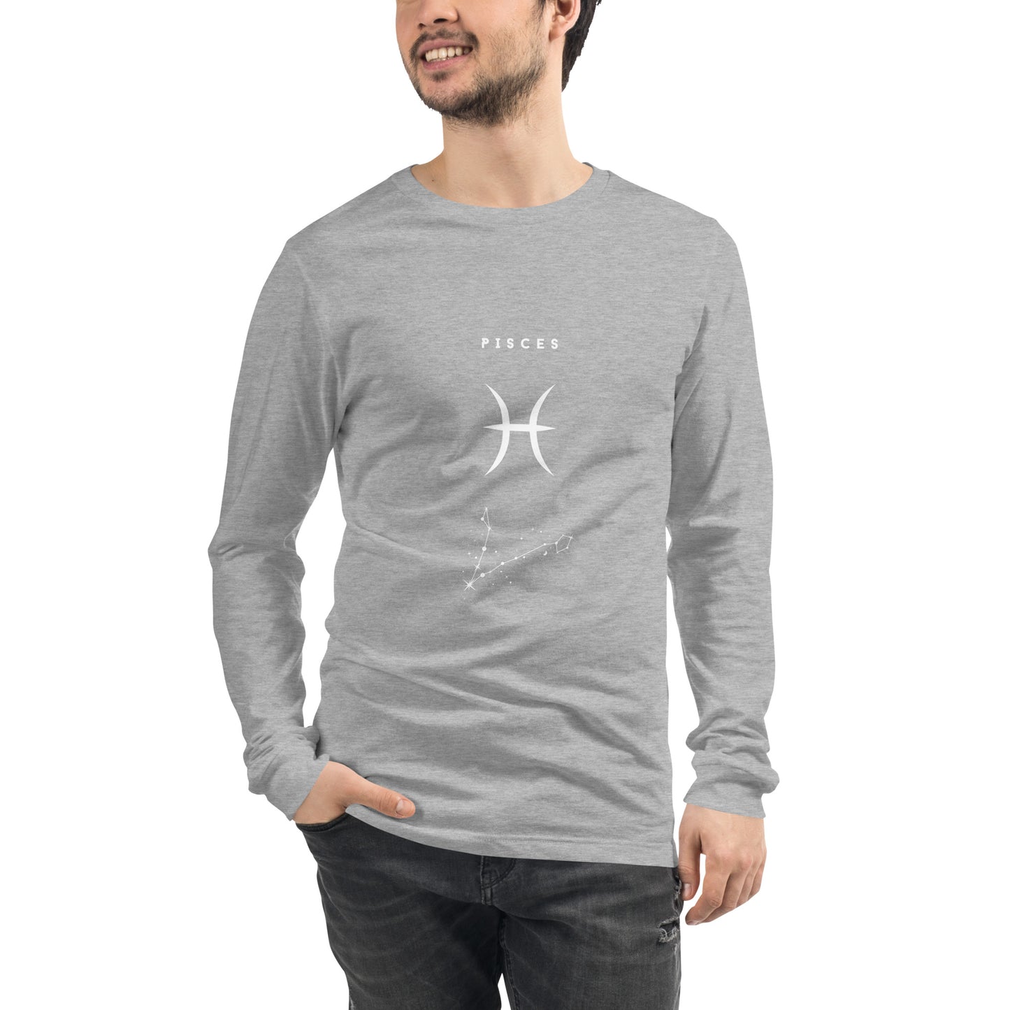 Tideborn Long Sleeve Shirt - Left Placement by R.A. Apparel, image 1, front view, Black Heather, size XS, left placement.