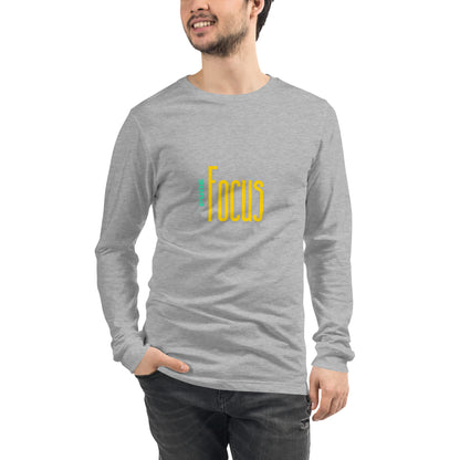 Focusline Long Sleeve Shirt - Left Placement image 1 in Black Heather, size XS, showing front view for the Pure Focus design.