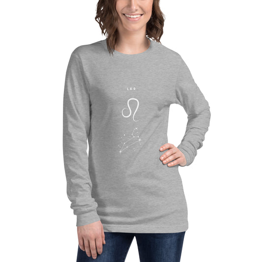 Solmane Long Sleeve Shirt - Left Placement image 1 in Black Heather, size XS, showing front view for the Leo design.