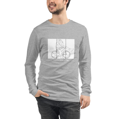 Ever After Long Sleeve Shirt - Left Placement by R.A. Apparel, image 1, front view, Black Heather, size XS, left placement.