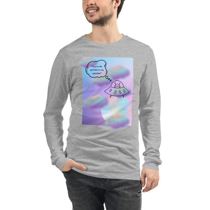 Sprinkle Theory Long Sleeve Shirt - Left Placement image 1 in Black Heather, size XS, showing front view for the You're the Sprinkle to My Cupcake design.