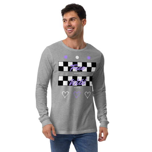Freeborne Long Sleeve Shirt - Left Placement by R.A. Apparel, image 1, front view, Black Heather, size XS, left placement.