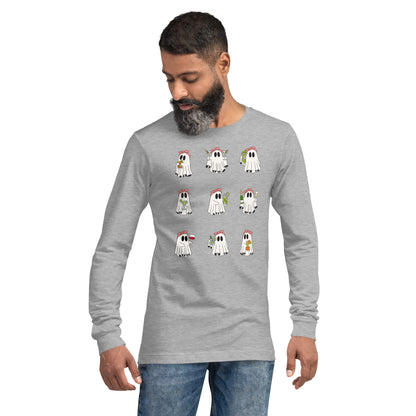 Little Haunts Long Sleeve Shirt - Left Placement product image 1 in Black Heather, size XS, with front view and left placement.