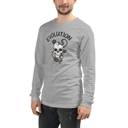 Evolution Long Sleeve Shirt - Left Placement product image 5 in Black Heather, size XL, with front view, left-side angle and left placement.