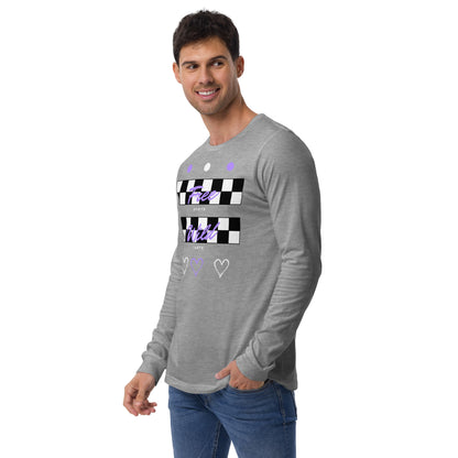 Freeborne Long Sleeve Shirt - Left Placement image 2 in Black Heather, size S, showing front view, left-side angle for the Free Spirits design.
