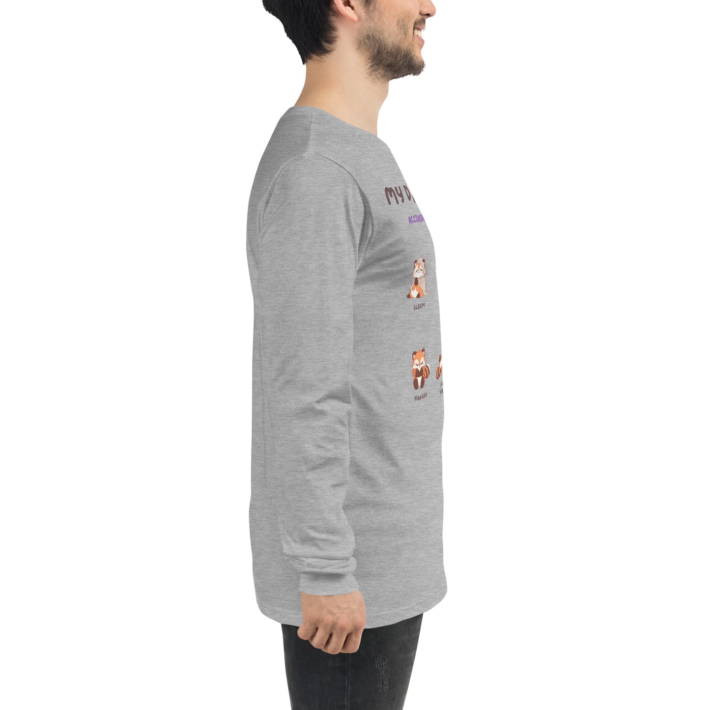Mood Diary Long Sleeve Shirt - Left Placement image 4: Black Heather version, size L with right-side angle of the My Daily Moods range.