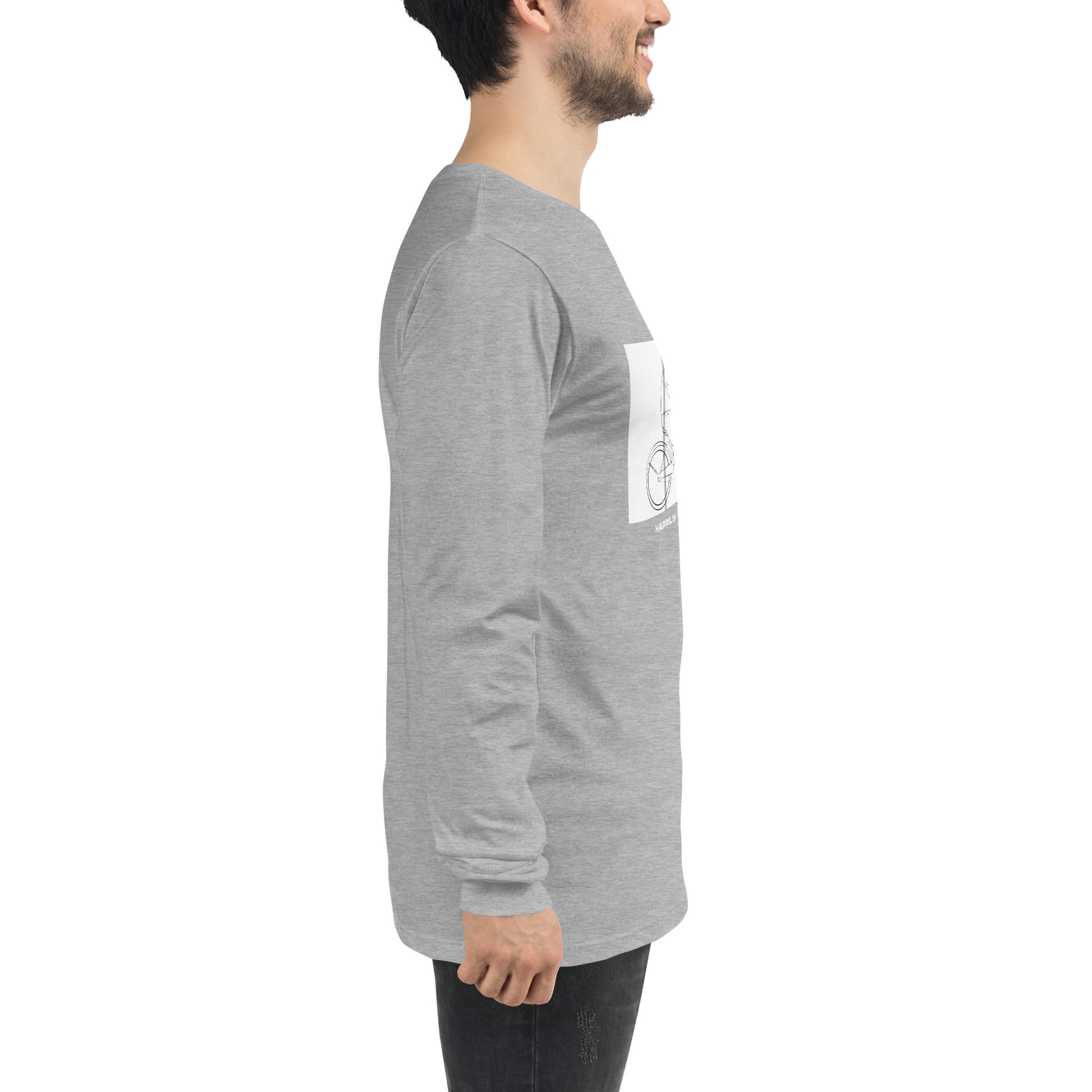 Ever After Long Sleeve Shirt - Left Placement image 4: Black Heather version, size L with right-side angle of the Happily Ever After range.