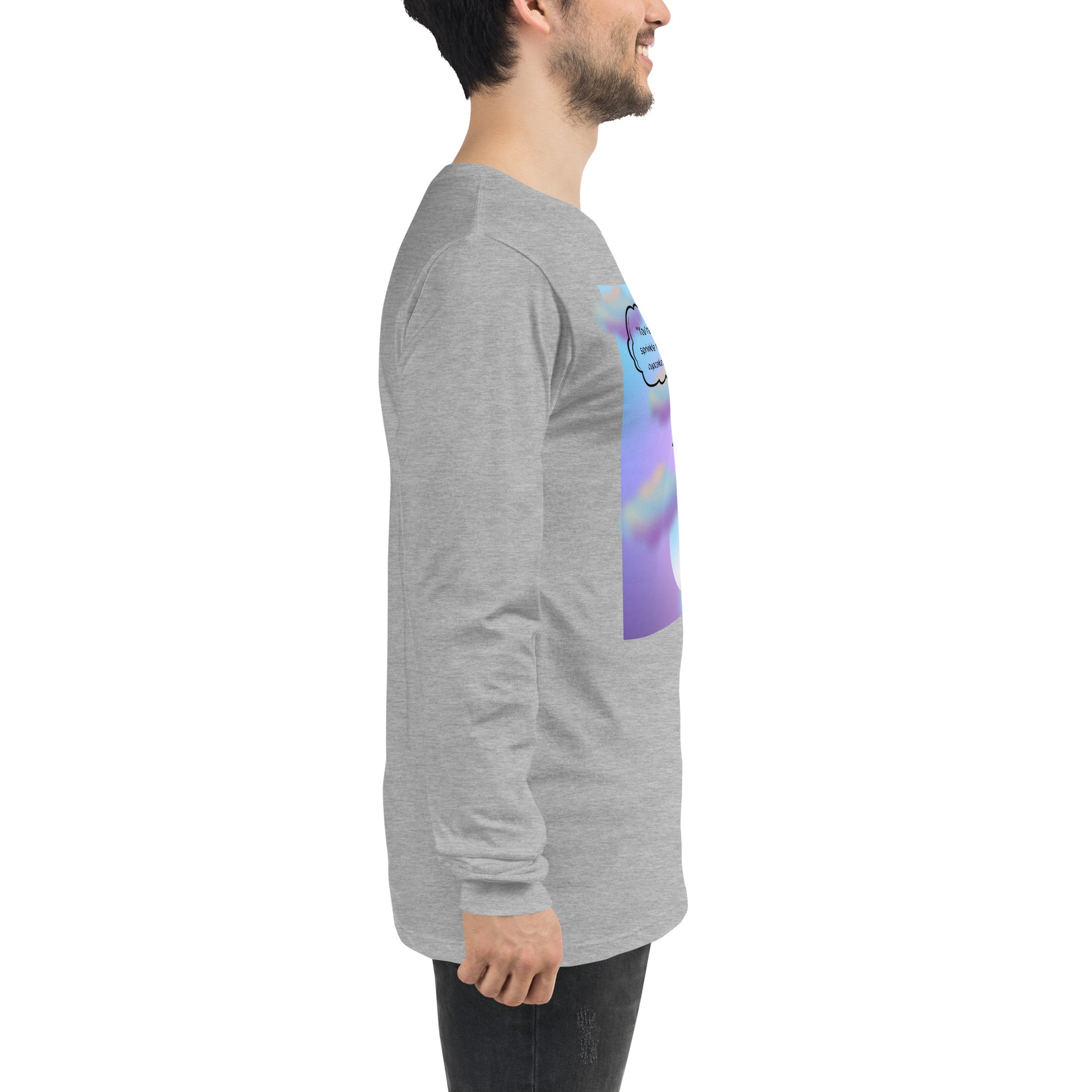 Sprinkle Theory Long Sleeve Shirt - Left Placement product image 4 in Black Heather, size L, with right-side angle and left placement.