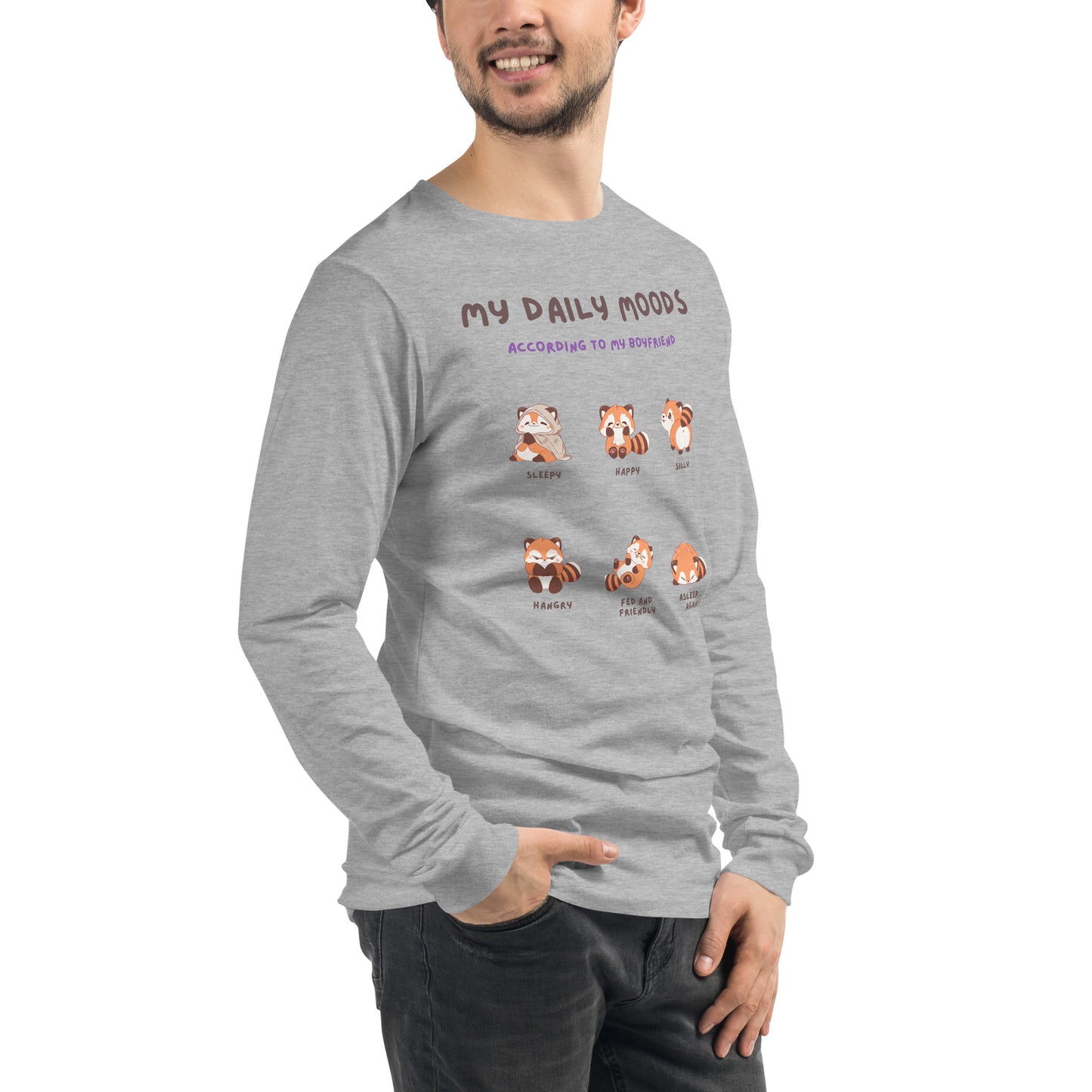 Mood Diary Long Sleeve Shirt - Left Placement image 6: Black version, size XS with front view, right-side angle of the My Daily Moods range.
