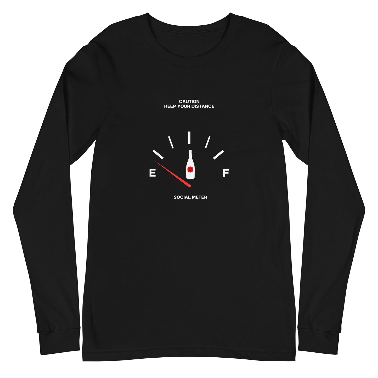 Social Static Long Sleeve Shirt - Left Placement product image 2 in Black Heather, size S, with front view and left placement.
