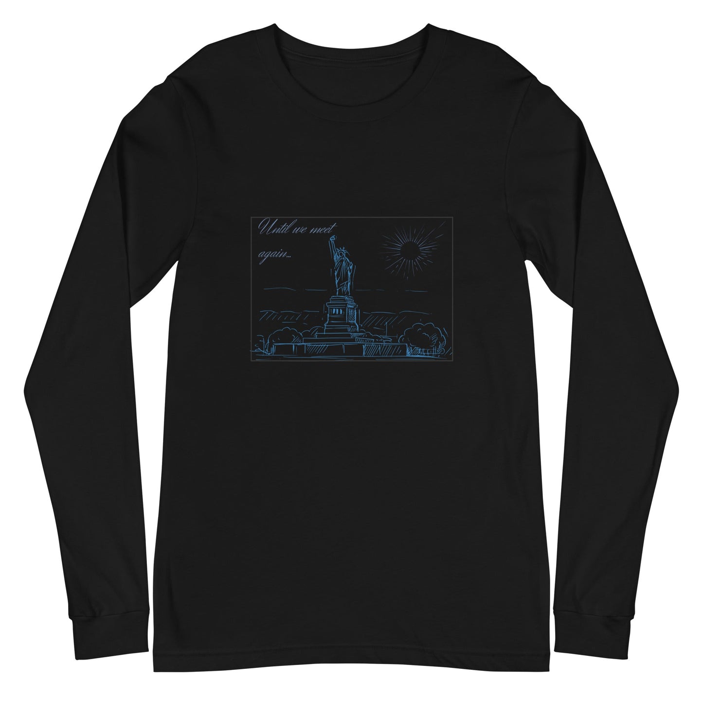 Farewell Bloom Long Sleeve Shirt - Left Placement image 2: Black Heather version, size S with front view of the Until We Meet Again range.