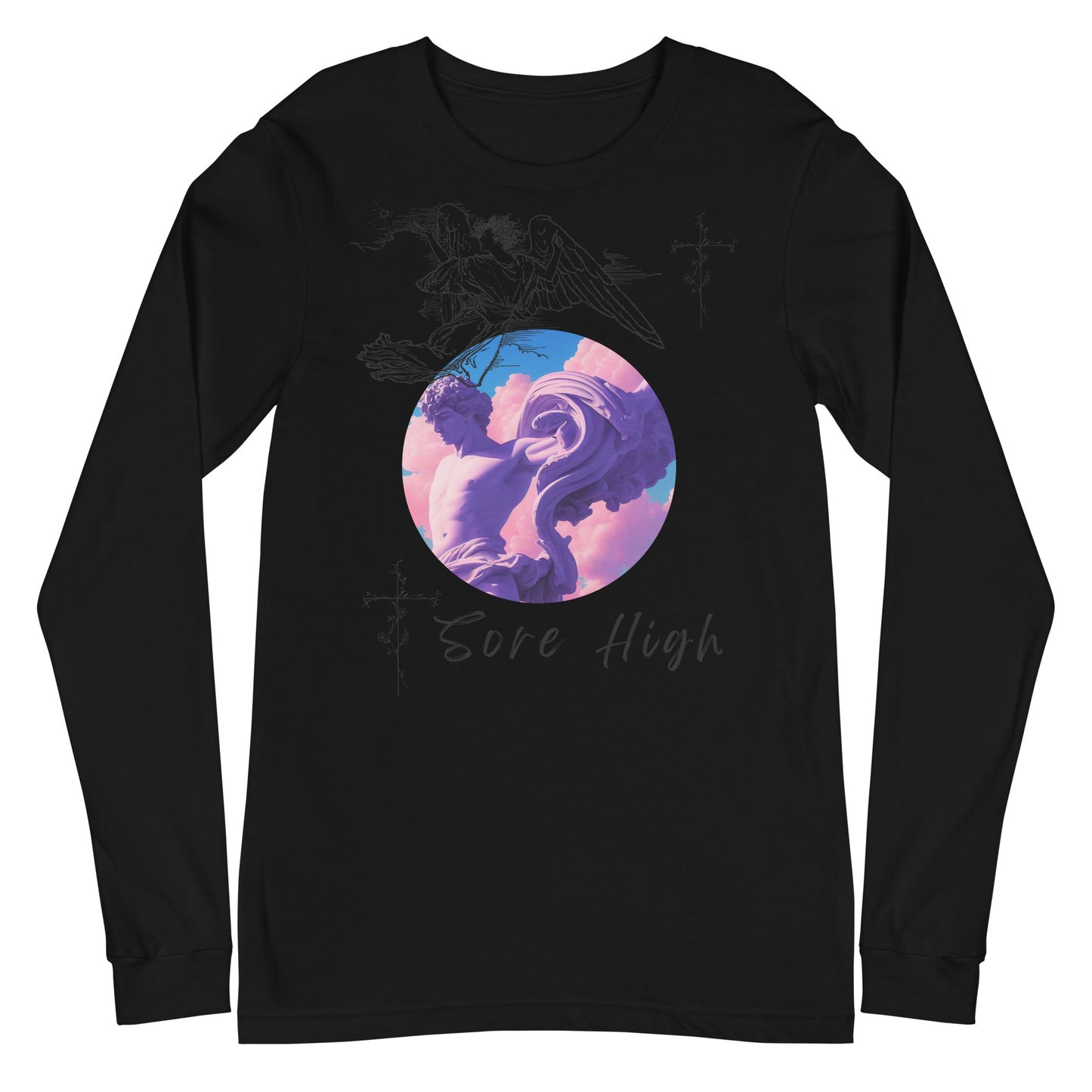 Skyborne Long Sleeve Shirt - Left Placement by R.A. Apparel, image 2, front view, Black Heather, size S, left placement.
