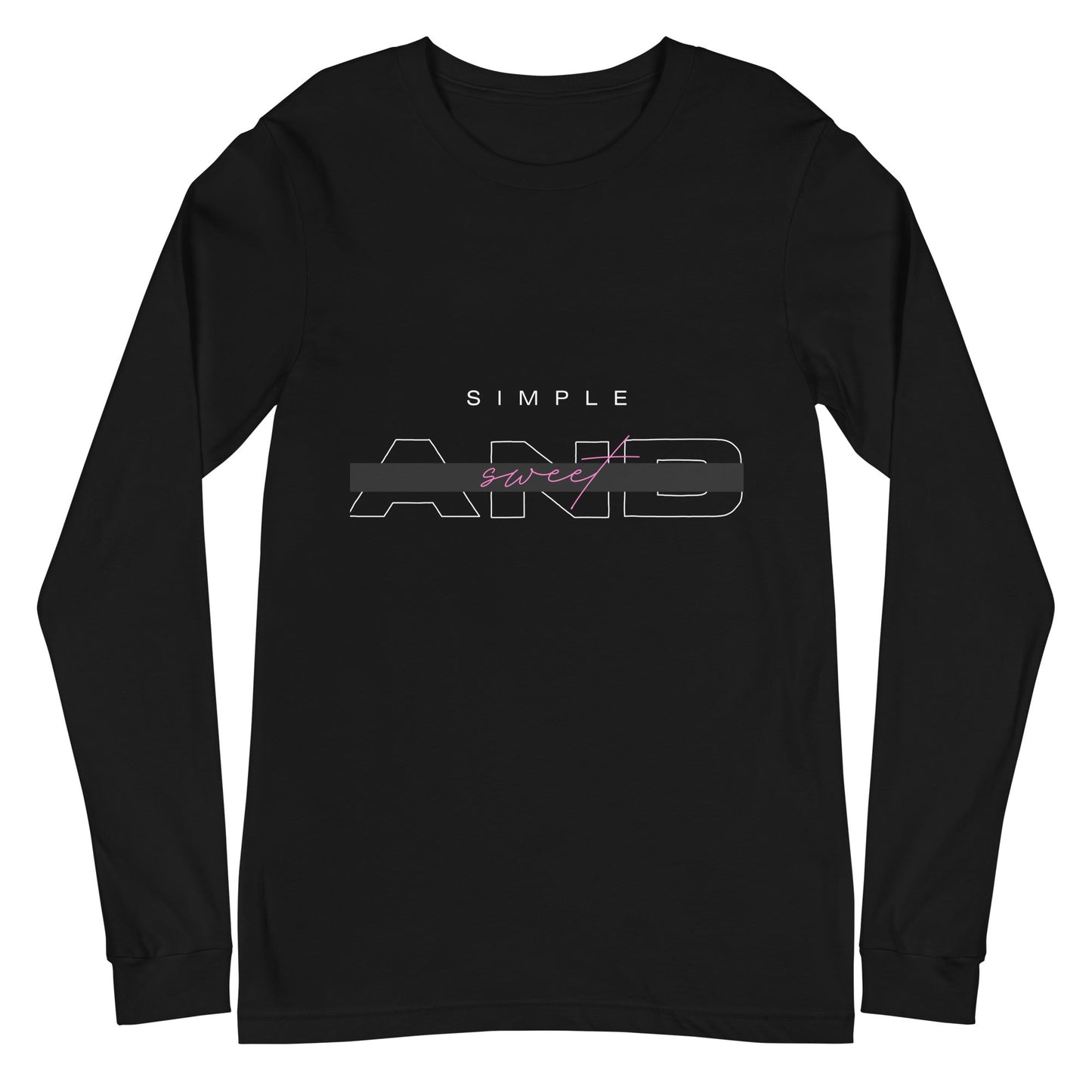 Sweet Minimal Long Sleeve Shirt - Left Placement product image 3 in Black Heather, size M, with front view and left placement.