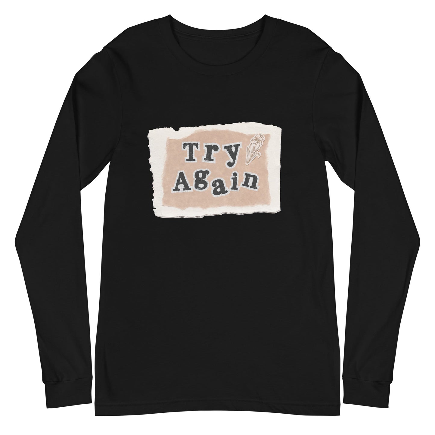 Retry Long Sleeve Shirt - Left Placement product image 2 in Black Heather, size S, with front view and left placement.