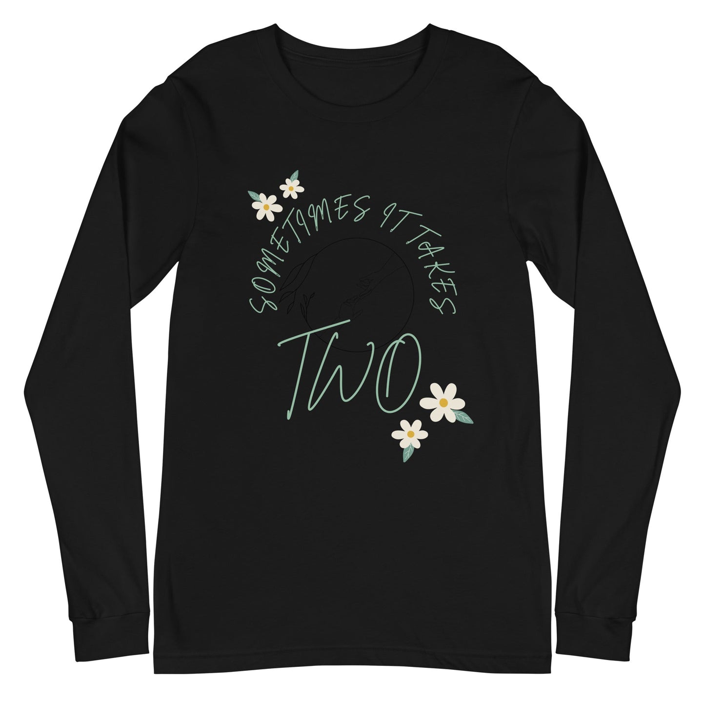 Duet Long Sleeve Shirt - Left Placement by R.A. Apparel, image 2, front view, Black Heather, size S, left placement.